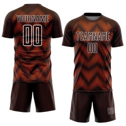 Maglia da calcio personalizzata con stampa a sublimazione marrone arancione-bianca
