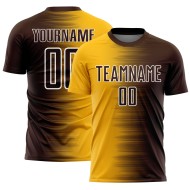 Maglia da calcio personalizzata con stampa a sublimazione con gradiente marrone oro-bianco